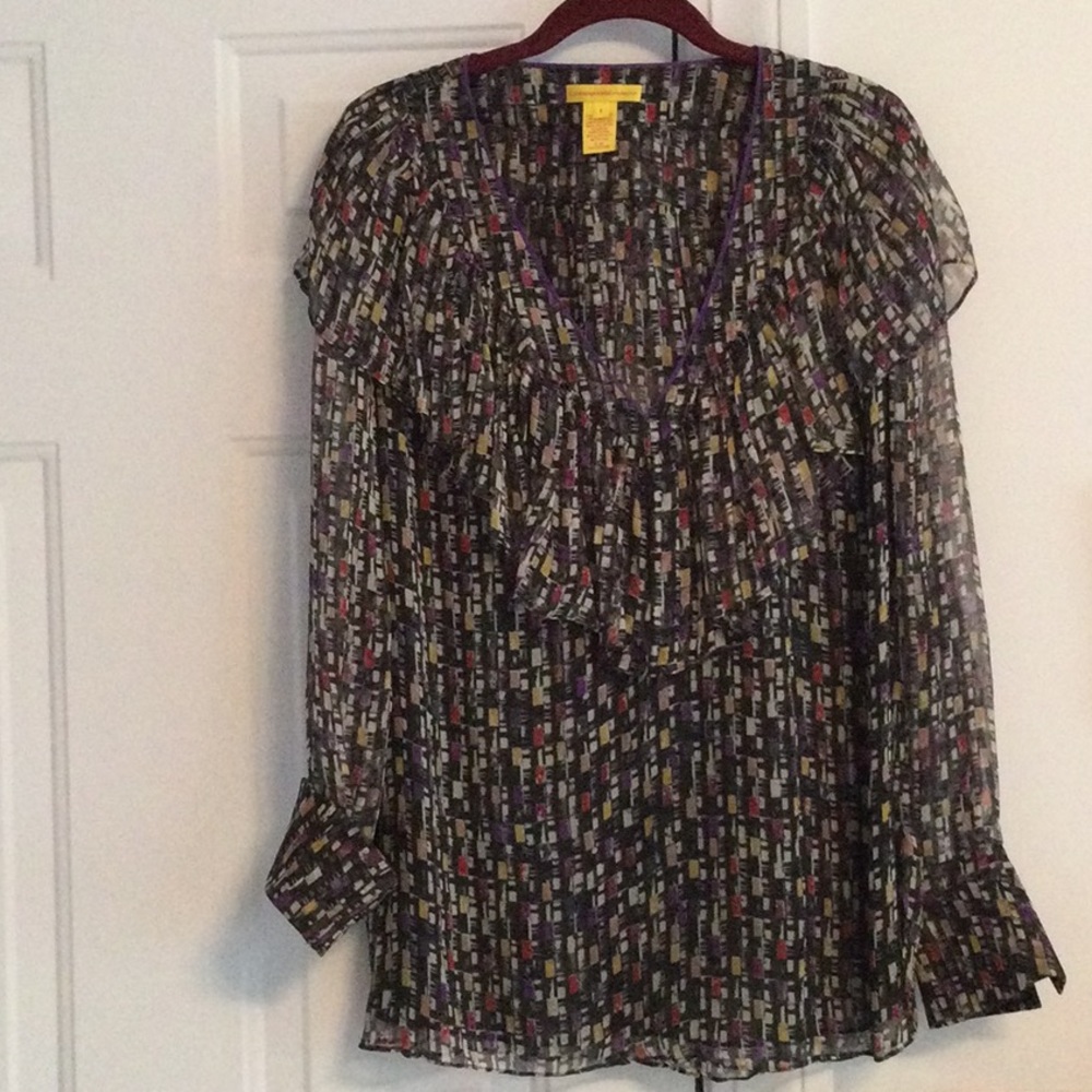 Catherine Malandrino Sheer Silk Top